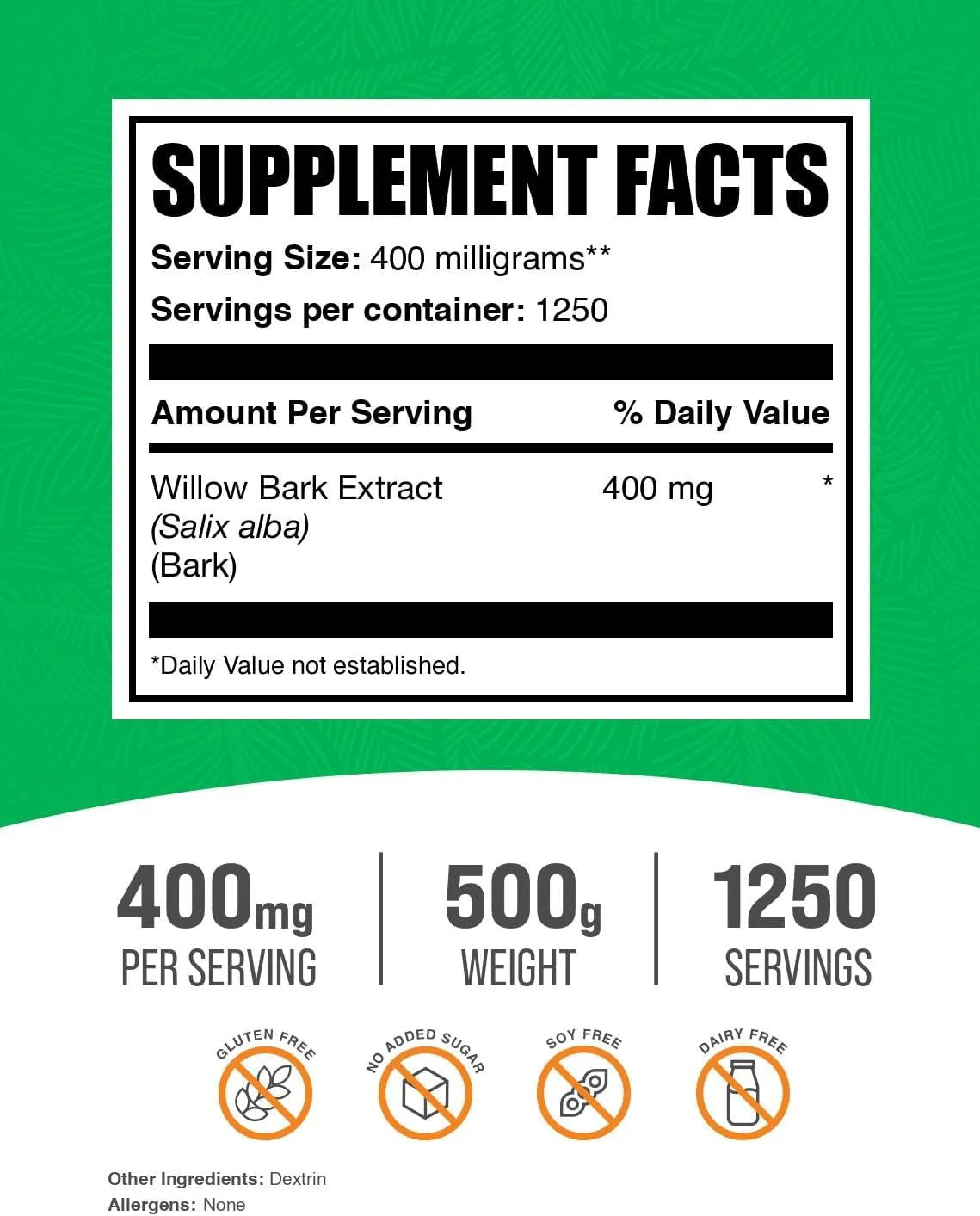 BULK SUPPLEMENTS - Bulk Supplements White Willow Bark Extract Powder 500Gr. - The Red Vitamin MX - Suplementos Alimenticios - {{ shop.shopifyCountryName }}