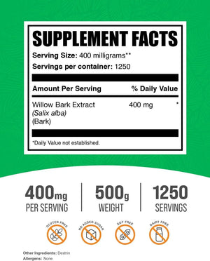 BULK SUPPLEMENTS - Bulk Supplements White Willow Bark Extract Powder 500Gr. - The Red Vitamin MX - Suplementos Alimenticios - {{ shop.shopifyCountryName }}