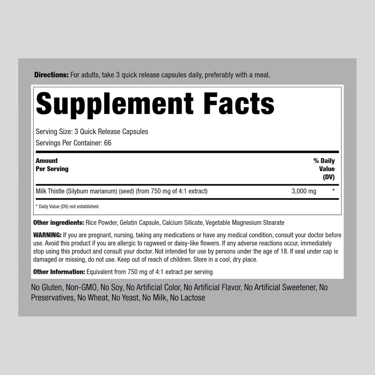 PIPING ROCK - Piping Rock Milk Thistle Seed 3000Mg. 200 Capsulas - The Red Vitamin MX - Suplementos Alimenticios - {{ shop.shopifyCountryName }}