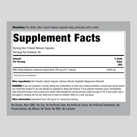 PIPING ROCK - Piping Rock Milk Thistle Seed 3000Mg. 200 Capsulas - The Red Vitamin MX - Suplementos Alimenticios - {{ shop.shopifyCountryName }}