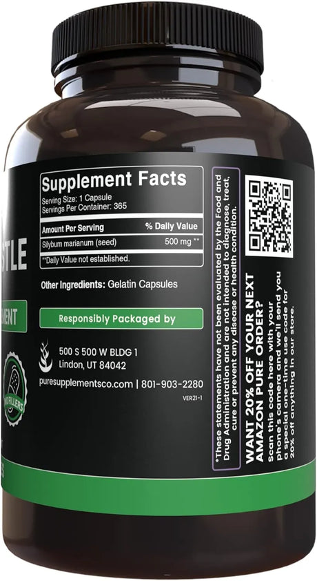 PURE ORIGINAL INGREDIENTS - Pure Original Ingredients Milk Thistle 365 Capsulas - The Red Vitamin MX - Suplementos Alimenticios - {{ shop.shopifyCountryName }}