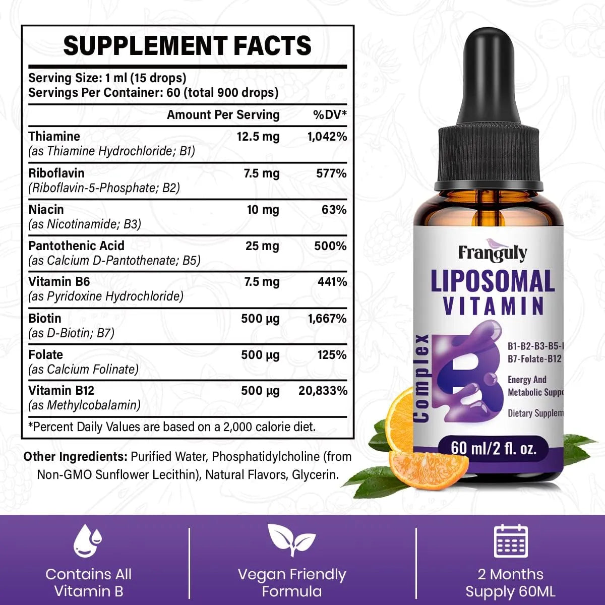 FLANGULY - Franguly Liposomal Vitamin B Complex Liquid 2 Fl.Oz. 2 Pack - The Red Vitamin MX - Suplementos Alimenticios - {{ shop.shopifyCountryName }}