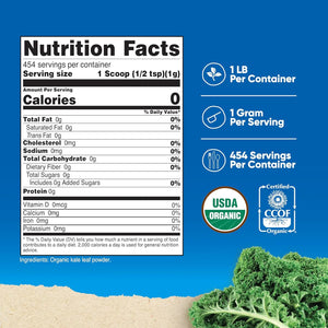 NUTRICOST - Nutricost Organic Kale Powder 454Gr. - The Red Vitamin MX - Suplementos Alimenticios - {{ shop.shopifyCountryName }}