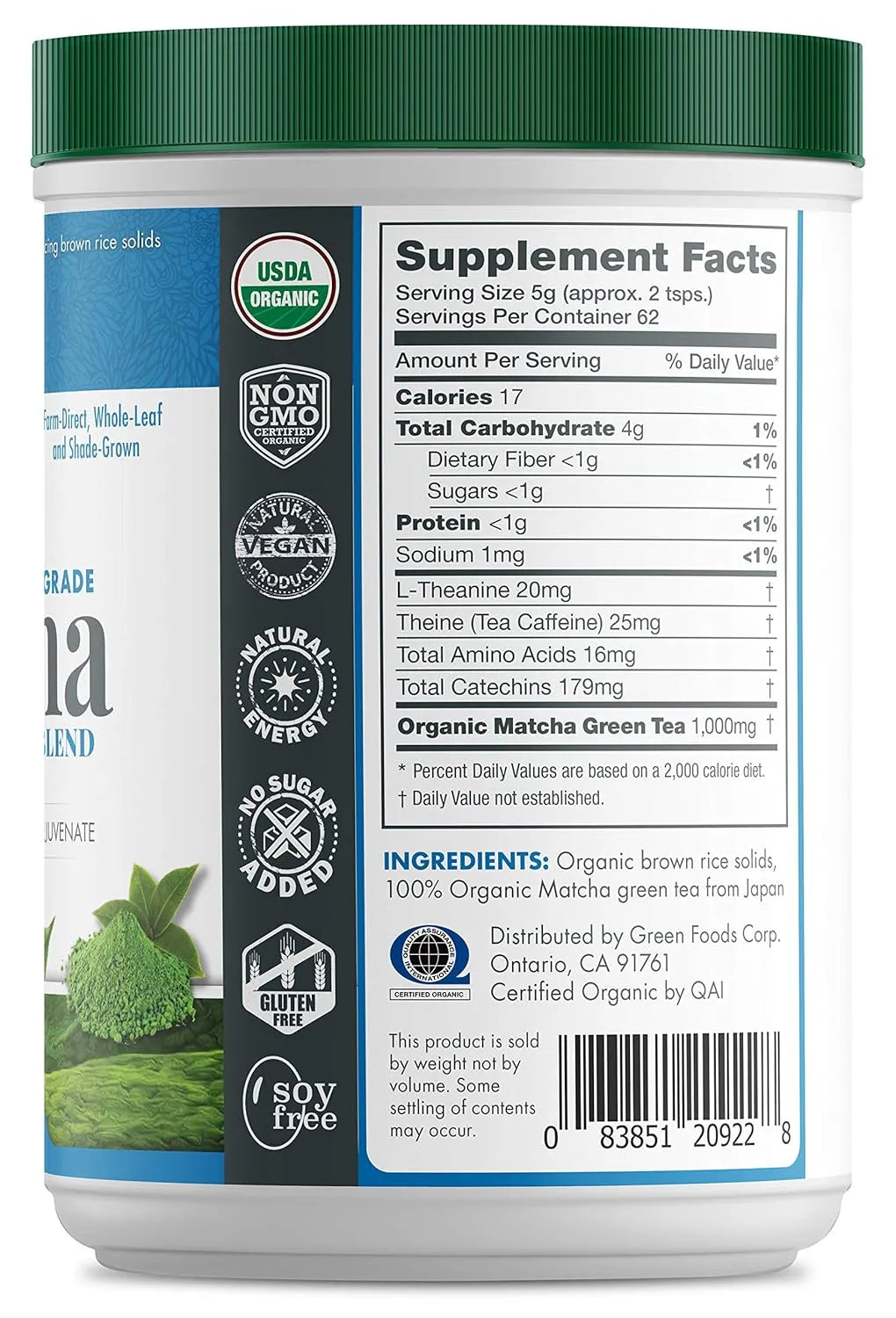 GREEN FOODS - Green Foods Organic Ceremonial Grade Matcha Green Tea 312Gr. - The Red Vitamin MX - Suplementos Alimenticios - {{ shop.shopifyCountryName }}