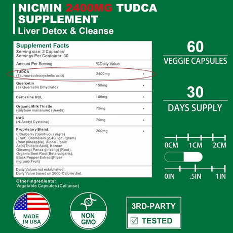 NICMIN - NICMIN TUDCA 2400Mg. 60 Capsulas - The Red Vitamin MX - Suplementos Alimenticios - {{ shop.shopifyCountryName }}