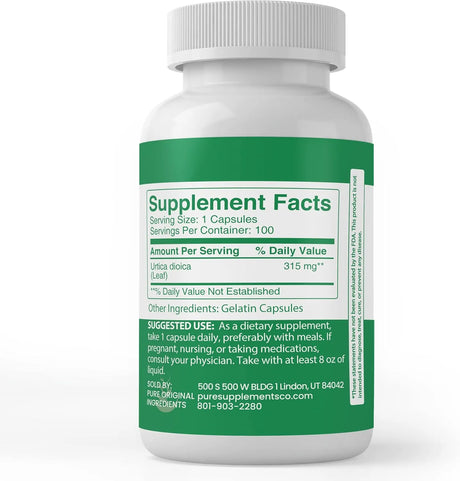 PURE ORIGINAL INGREDIENTS - Pure Original Ingredients Stinging Nettle 100 Capsulas - The Red Vitamin MX - Suplementos Alimenticios - {{ shop.shopifyCountryName }}