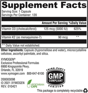 XYMOGEN - XYMOGEN K2-D3 5000 120 Capsulas - The Red Vitamin MX - Suplementos Alimenticios - {{ shop.shopifyCountryName }}