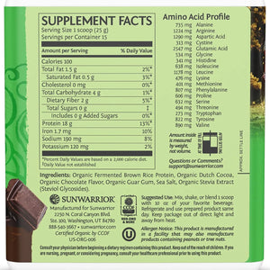 SUNWARRIOR - Sunwarrior Brown Rice Protein Powder Chocolate 375Gr. - The Red Vitamin MX - Suplementos Alimenticios - {{ shop.shopifyCountryName }}