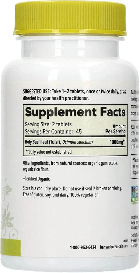 BANYAN - Banyan Botanicals Organic Tulsi Holy Basil 90 Tabletas - The Red Vitamin MX - Suplementos Alimenticios - {{ shop.shopifyCountryName }}