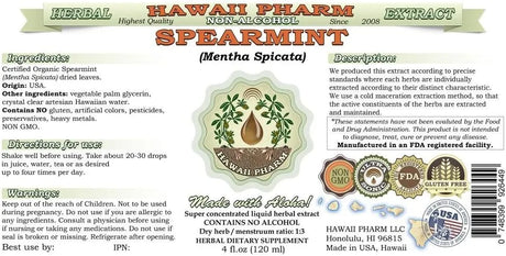 HAWAIIPHARM - Hawaii Pharm Spearmint Alcohol-Free Liquid Extract 2 Fl.Oz. - The Red Vitamin MX - Suplementos Alimenticios - {{ shop.shopifyCountryName }}