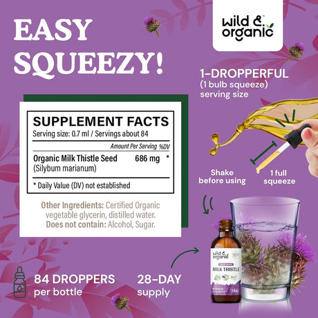 WILD & ORGANIC - Wild & Organic Milk Thistle Extract Drops 2 Fl.Oz. - The Red Vitamin MX - Suplementos Alimenticios - {{ shop.shopifyCountryName }}