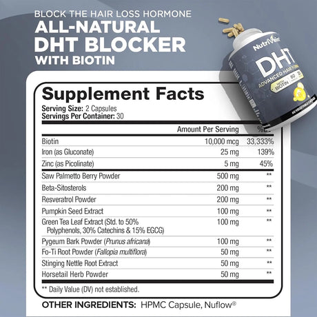 NUTRIVEIN - Nutrivein DHT Blocker with Biotin 60 Capsulas - The Red Vitamin MX - Suplementos Alimenticios - {{ shop.shopifyCountryName }}