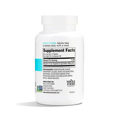 365 - 365 by Whole Foods Market Magnesium Glycinate 400Mg. 90 Tabletas - The Red Vitamin MX - Suplementos Alimenticios - {{ shop.shopifyCountryName }}