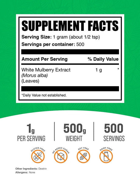 BULK SUPPLEMENTS - Bulk Supplements White Mulberry Leaf Extract Powder 500Gr. - The Red Vitamin MX - Suplementos Alimenticios - {{ shop.shopifyCountryName }}