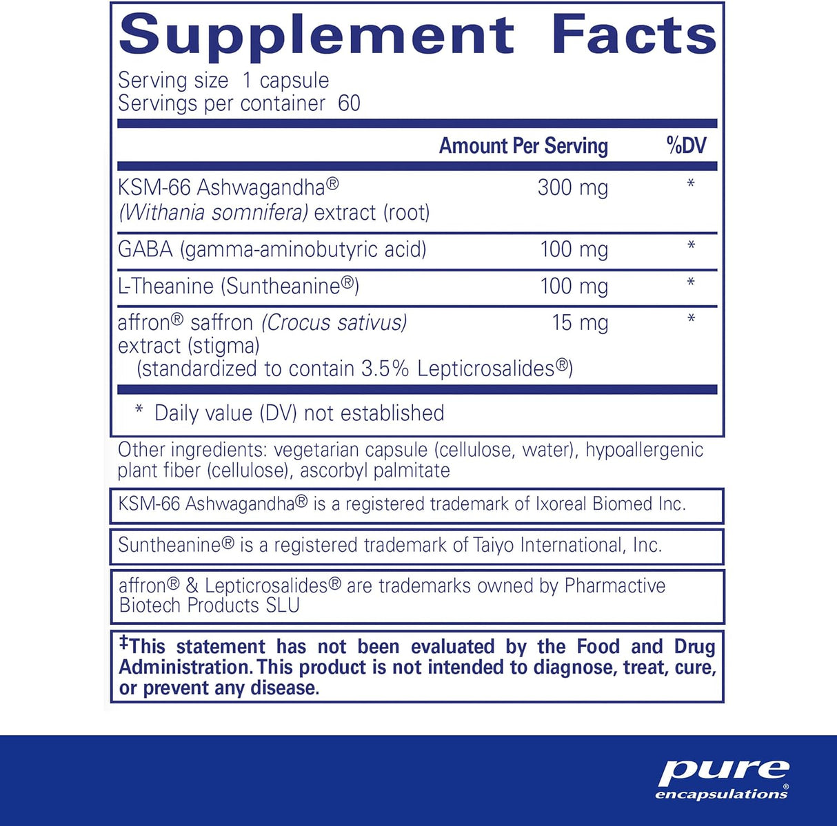 Pure Encapsulations Daily Calm 60 Capsulas