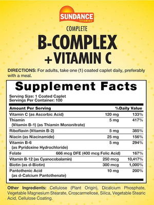 SUNDANCE - Sundance Complete B-Complex with Vitamin C 100 Tabletas - The Red Vitamin MX - Suplementos Alimenticios - {{ shop.shopifyCountryName }}
