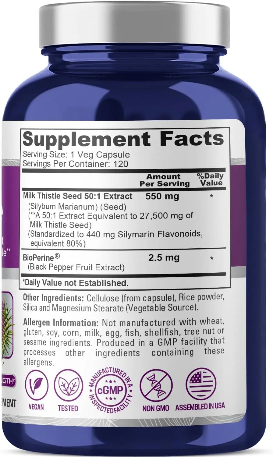 NUSAPURE - NusaPure Milk Thistle Extract 27,500Mg. 120 Capsulas - The Red Vitamin MX - Suplementos Alimenticios - {{ shop.shopifyCountryName }}