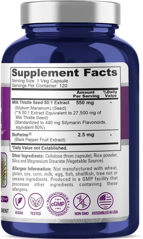 NUSAPURE - NusaPure Milk Thistle Extract 27,500Mg. 120 Capsulas - The Red Vitamin MX - Suplementos Alimenticios - {{ shop.shopifyCountryName }}