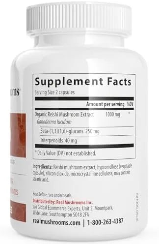 REAL MUSHROOMS - Real Mushrooms Reishi 200 Capsulas - The Red Vitamin MX - Suplementos Alimenticios - {{ shop.shopifyCountryName }}