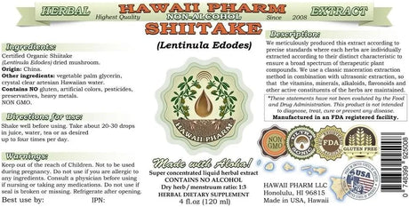 HAWAIIPHARM - Hawaii Pharm Shiitake Alcohol-Free Liquid Extract 2 Fl.Oz. - The Red Vitamin MX - Suplementos Alimenticios - {{ shop.shopifyCountryName }}