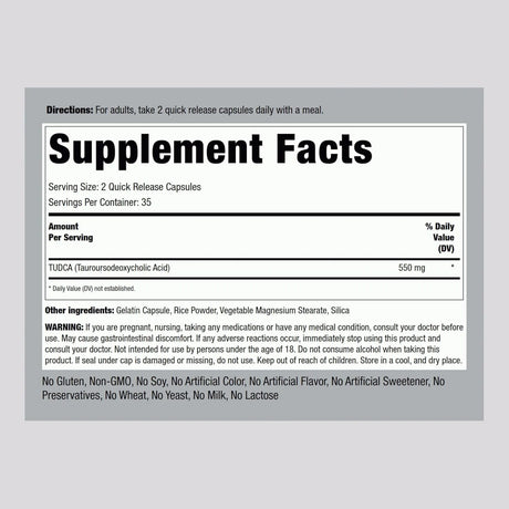 PIPING ROCK - Piping Rock Tudca 550Mg. 70 Capsulas - The Red Vitamin MX - Suplementos Alimenticios - {{ shop.shopifyCountryName }}