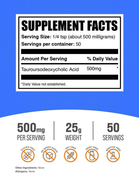 BULK SUPPLEMENTS - Bulk Supplements TUDCA Powder 500Mg. 25Gr. - The Red Vitamin MX - Suplementos Alimenticios - {{ shop.shopifyCountryName }}