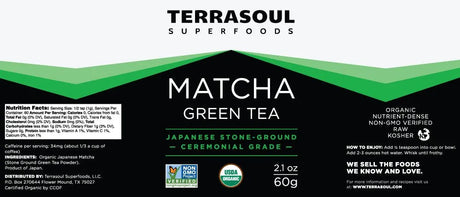 TERRASOUL SUPERFOODS - Terrasoul Superfoods Organic Matcha Green Tea Ceremonial Grade 60Gr. - The Red Vitamin MX - Suplementos Alimenticios - {{ shop.shopifyCountryName }}