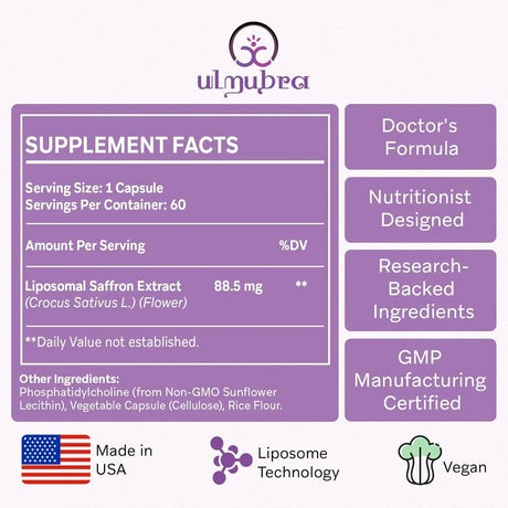 ULMUBRA - Ulmubra Liposomal Saffron 88.5Mg. 60 Capsulas 2 Pack - The Red Vitamin MX - Suplementos Alimenticios - {{ shop.shopifyCountryName }}