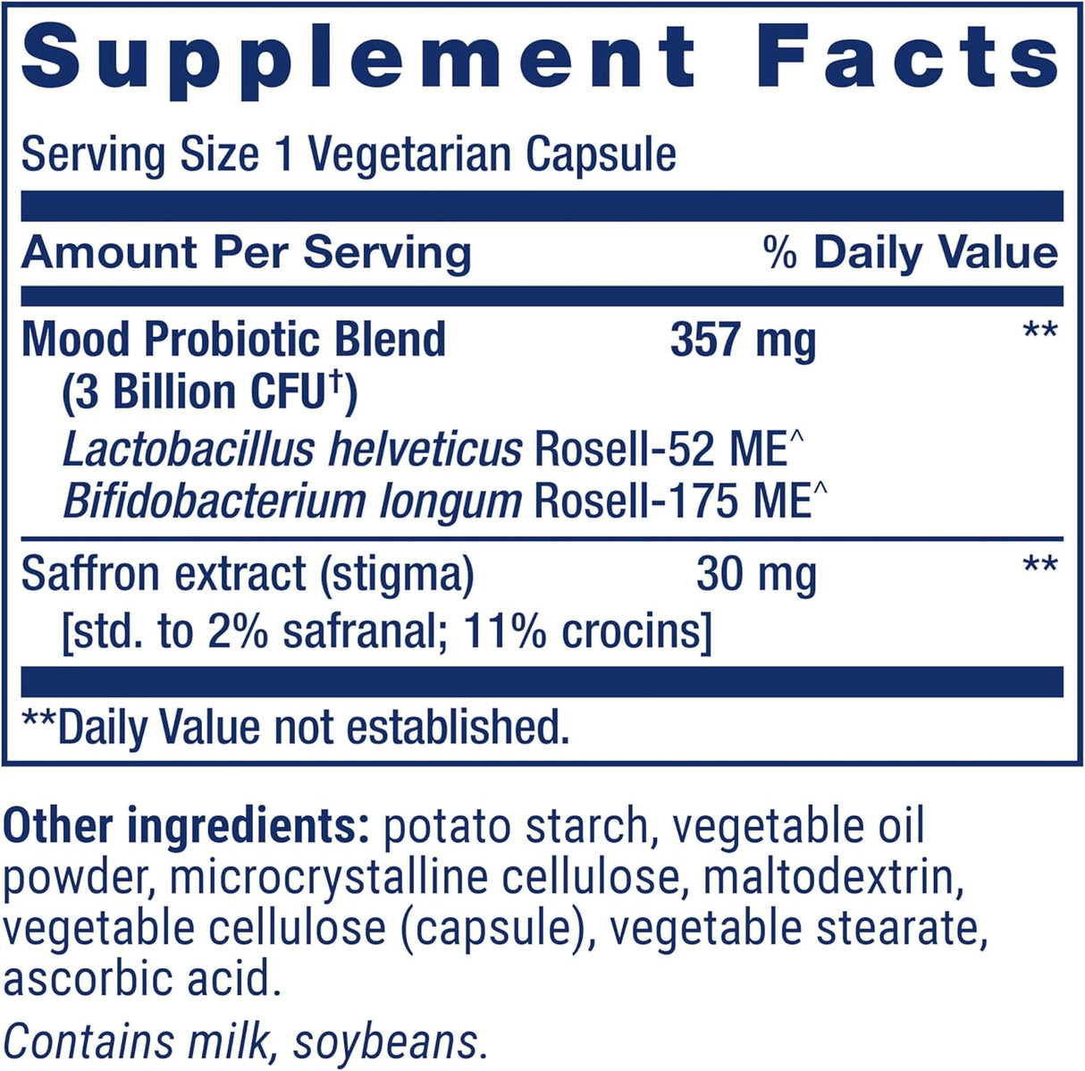 Life Extension Mood Improve Probiotic & Saffron Blend 30 Capsulas
