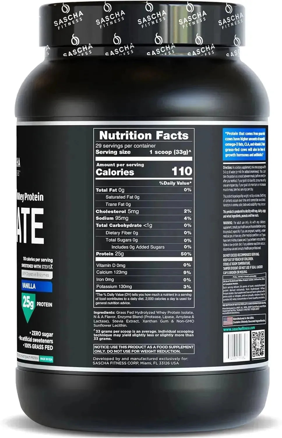 SASCHA FITNESS - SASCHA FITNESS Hydrolyzed Whey Protein Isolate Grass-Fed Vanilla 957Gr. - The Red Vitamin MX - Suplementos Alimenticios - {{ shop.shopifyCountryName }}
