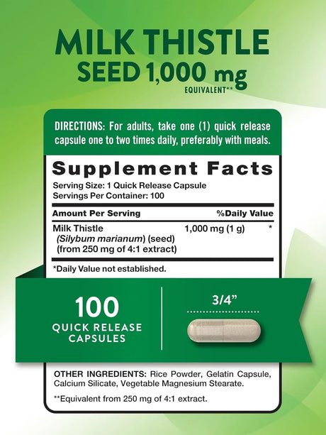 NATURE'S TRUTH - Nature's Truth Milk Thistle 1000Mg. 100 Capsulas - The Red Vitamin MX - Suplementos Alimenticios - {{ shop.shopifyCountryName }}