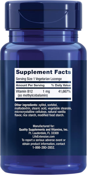 Life Extension Vitamin B12 Methylcobalamin 1Mg. 60 Tabletas