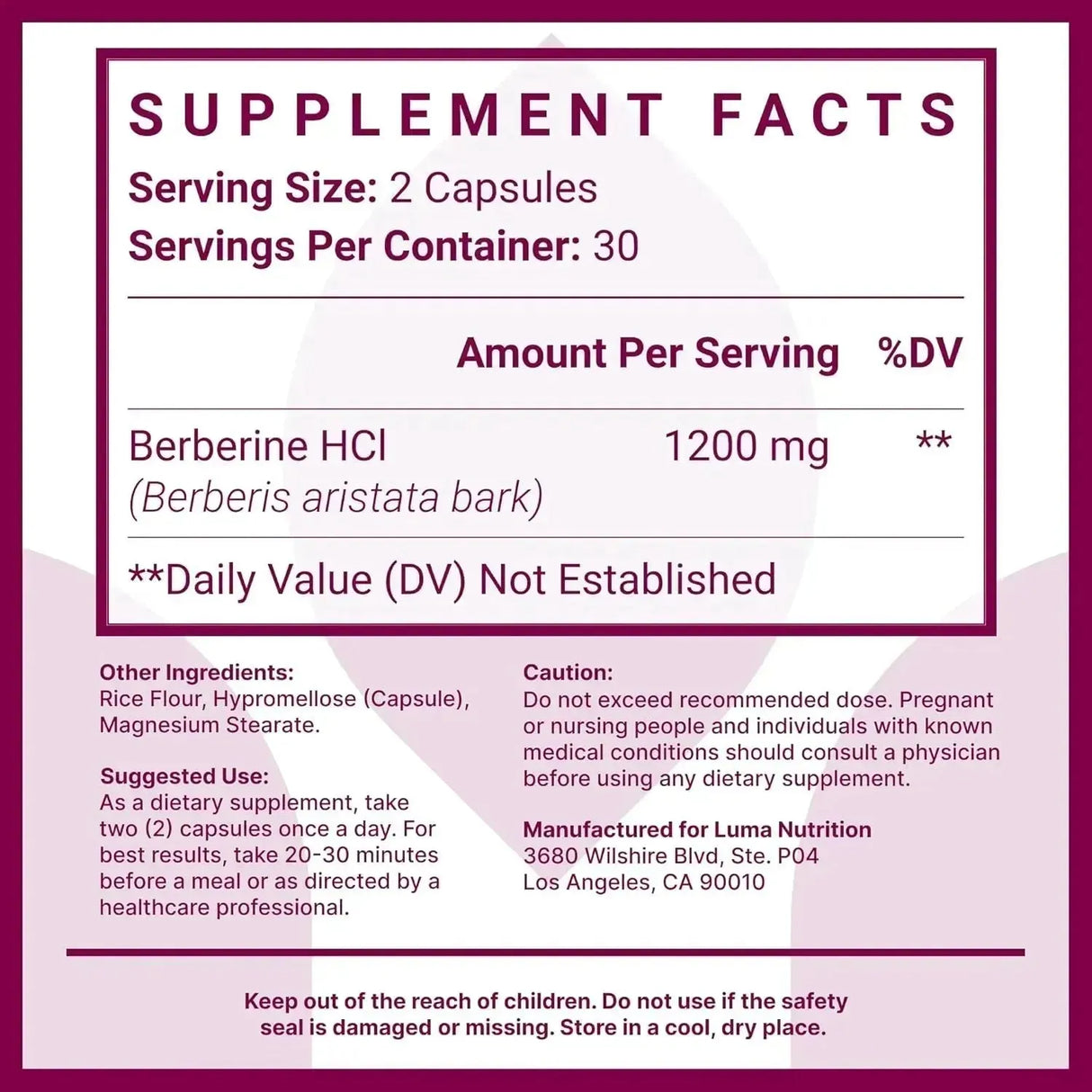 LUMA NUTRITION - Luma Nutrition Berberine 1200Mg. 60 Capsulas - The Red Vitamin MX - Suplementos Alimenticios - {{ shop.shopifyCountryName }}