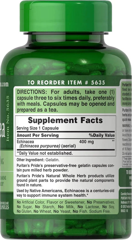 PURITAN'S PRIDE - Puritan's Pride Echinacea 400Mg. 200 Capsulas 2 Pack - The Red Vitamin MX - Suplementos Alimenticios - {{ shop.shopifyCountryName }}