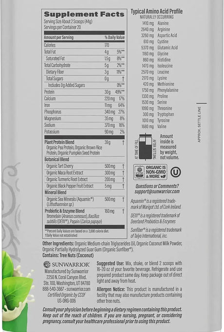 SUNWARRIOR - Sunwarrior Vegan Protein Powder Unflavored 20 Servicios 884Gr. - The Red Vitamin MX - Suplementos Alimenticios - {{ shop.shopifyCountryName }}