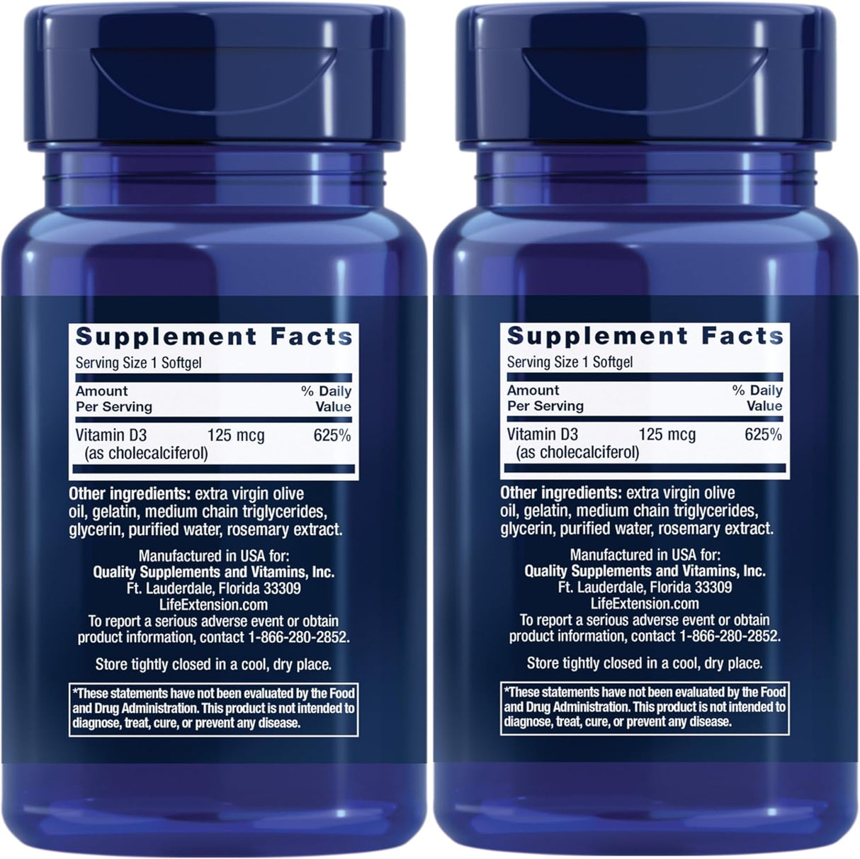 Life Extension Vitamin D3 125mcg 60 Capsulas Blandas 2 Pack