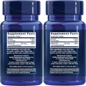 Life Extension Vitamin D3 125mcg 60 Capsulas Blandas 2 Pack