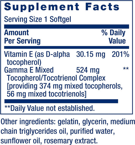 Life Extension Gamma E Mixed Tocopherols & Tocotrienols 60 Capsulas Blandas