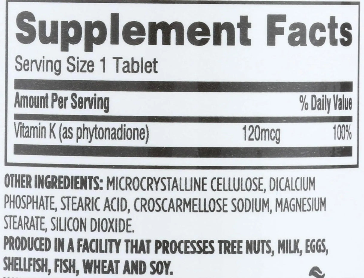 365 - 365 by Whole Foods Market Vitamin K 120mcg 100 Tabletas - The Red Vitamin MX - Suplementos Alimenticios - {{ shop.shopifyCountryName }}