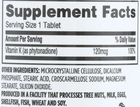 365 - 365 by Whole Foods Market Vitamin K 120mcg 100 Tabletas - The Red Vitamin MX - Suplementos Alimenticios - {{ shop.shopifyCountryName }}
