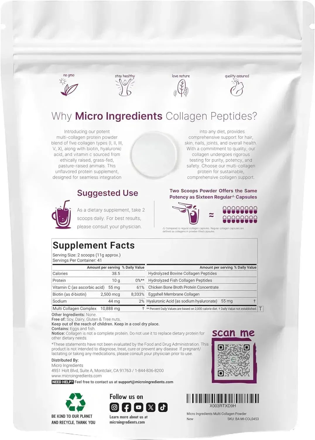 MICRO INGREDIENTS - Micro Ingredients Multi Collagen Peptides Powder 454Gr. - The Red Vitamin MX - Suplementos Alimenticios - {{ shop.shopifyCountryName }}