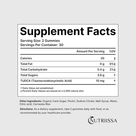 NUTRIISSA - Nutriissa TUDCA Gummies 60 Gomitas - The Red Vitamin MX - Suplementos Alimenticios - {{ shop.shopifyCountryName }}