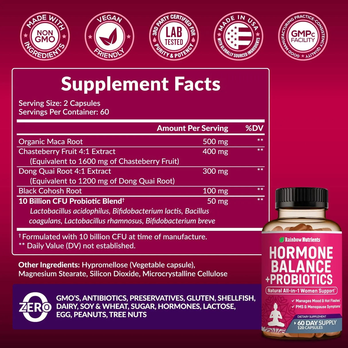 RAINBOW NUTRIENTS - Rainbow Nutrients Hormone Balance + Probiotics for Women 120 Capsulas 2 Pack - The Red Vitamin MX - Suplementos Alimenticios - {{ shop.shopifyCountryName }}