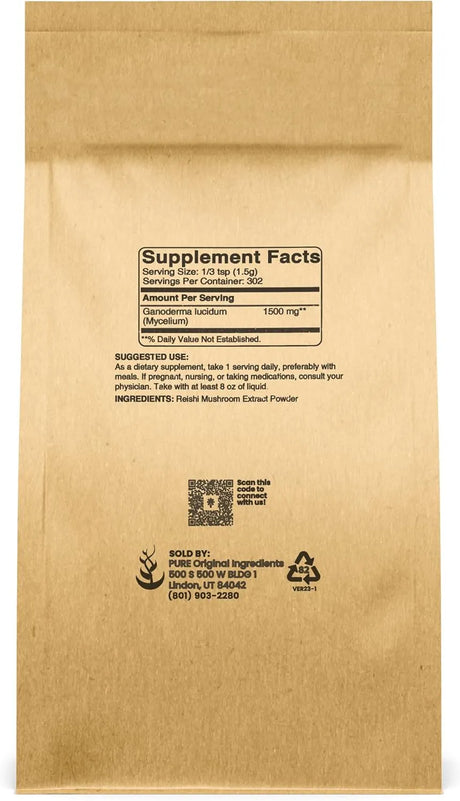 PURE ORIGINAL INGREDIENTS - Pure Original Ingredients Reishi Mushroom Powder 453Gr. - The Red Vitamin MX - Suplementos Alimenticios - {{ shop.shopifyCountryName }}