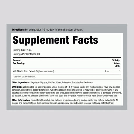 PIPING ROCK - Piping Rock Milk Thistle Seed Extract 4 Fl.Oz. - The Red Vitamin MX - Suplementos Alimenticios - {{ shop.shopifyCountryName }}