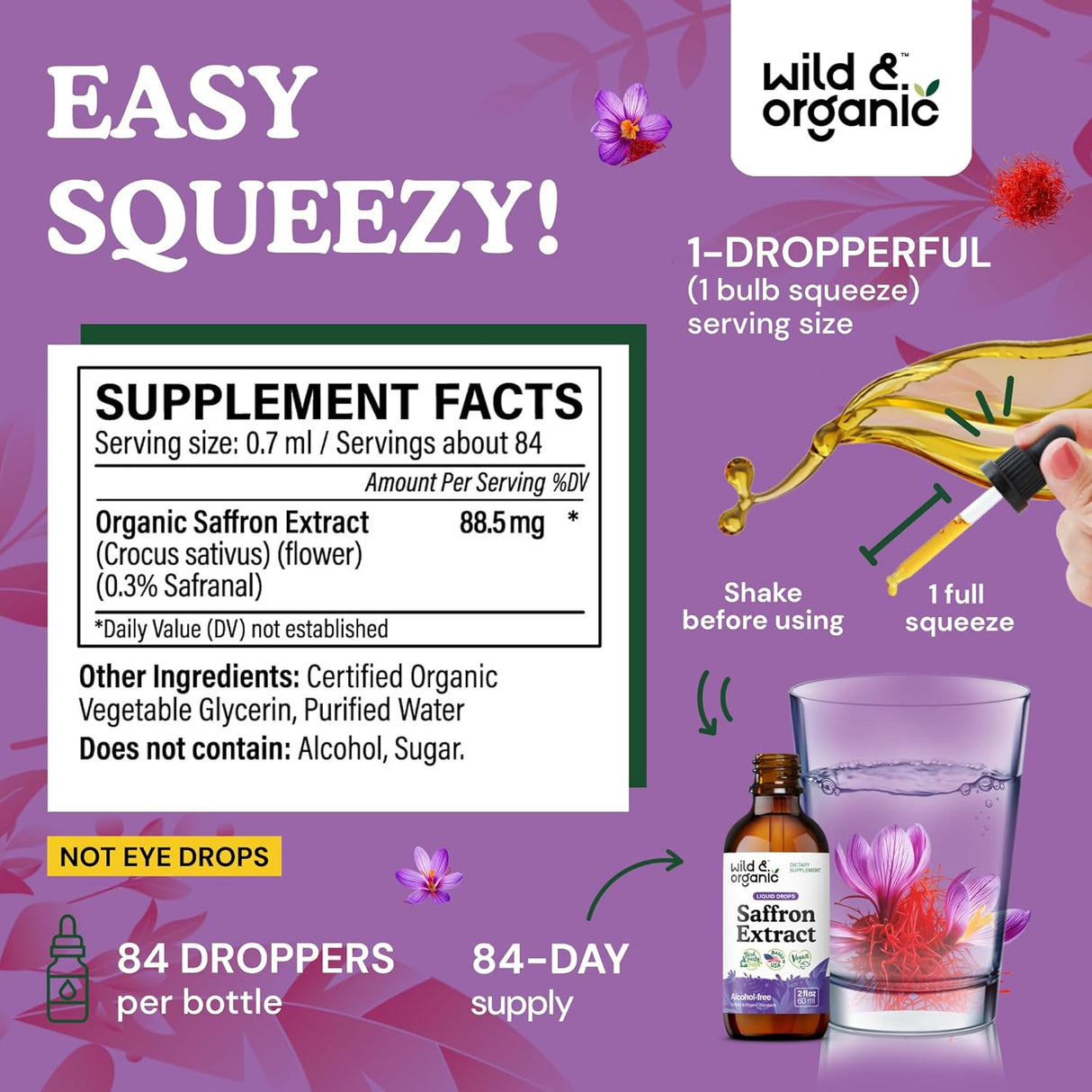 Wild & Organic Saffron Tincture 88.5Mg. 2 Fl.Oz.