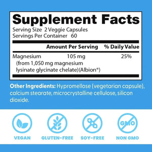 DOCTOR'S BEST - Doctor's Best High Absorption Magnesium Lysinate Glycinate 120 Capsulas - The Red Vitamin MX - Suplementos Alimenticios - {{ shop.shopifyCountryName }}