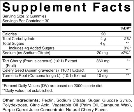 VITAMATIC - Vitamatic Tart Cherry with Celery Seed Gummies 60 Gomitas - The Red Vitamin MX - Suplementos Alimenticios - {{ shop.shopifyCountryName }}