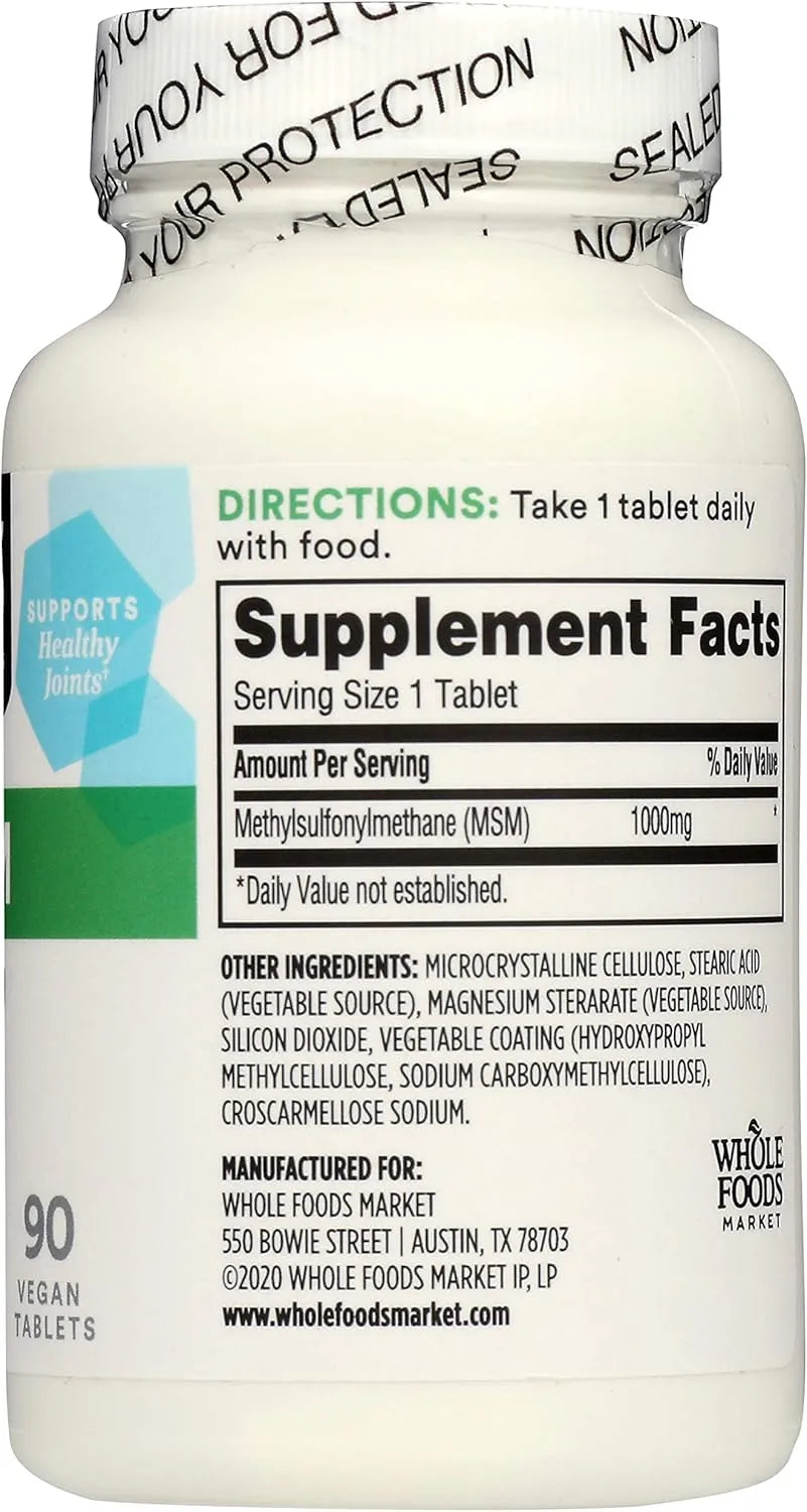 365 - 365 by Whole Foods Market MSM 1000Mg. 90 Tabletas 2 Pack - The Red Vitamin MX - Suplementos Alimenticios - {{ shop.shopifyCountryName }}