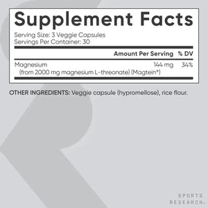 SPORTS RESEARCH - Sports Research Magtein Magnesium L-Threonate 90 Capsulas - The Red Vitamin MX - Suplementos Alimenticios - {{ shop.shopifyCountryName }}